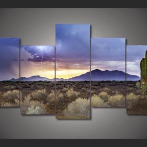 Arizona Monsoon Sunset - Nature 5 Panel Canvas Art Wall Decor