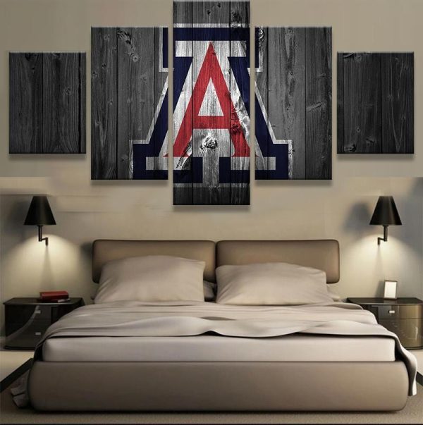 Arizona Wildcats College Barn Wood Sport - 5 Panel Canvas Art Wall Decor