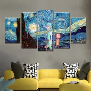 Art Rick And Morty Cartoon - 5 Panel Canvas Art Wall Decor