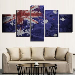 Artistic Australian Flag - Abstract 5 Panel Canvas Art Wall Decor