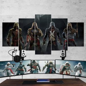 Assassins Creed Multi 10- Gaming 5 Panel Canvas Art Wall Decor