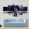 Astronaut Spacewalk On The Moon - Space 5 Panel Canvas Art Wall Decor