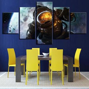 Astronauts 3 - Space 5 Panel Canvas Art Wall Decor