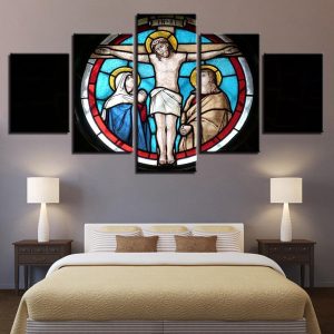 Ation Cross Jesus Christ - Religion 5 Panel Canvas Art Wall Decor