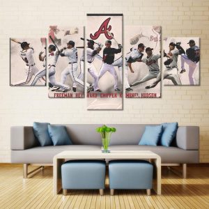 Atlanta Braves Players Baseball - 5 Panel Canvas Art Wall Decor