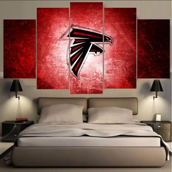 Atlanta Falcons In Red - Sport 5 Panel Canvas Art Wall Decor