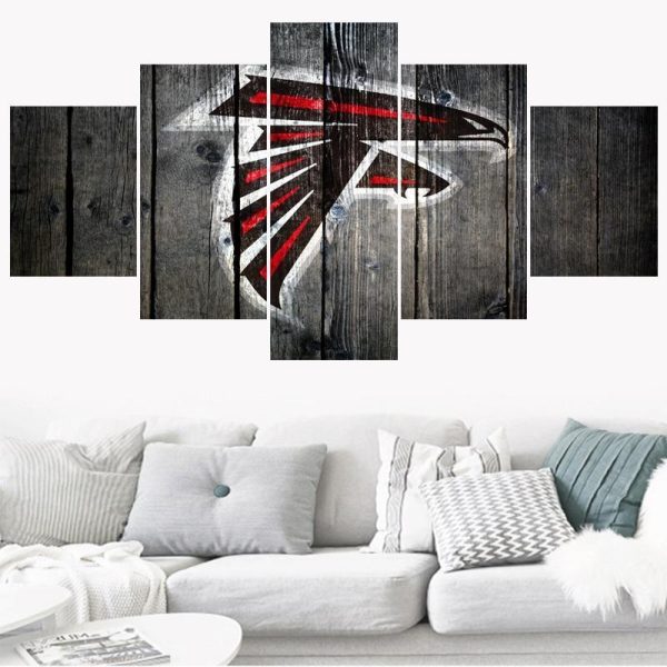 Atlanta Falcons Logo 1 Football - 5 Panel Canvas Art Wall Decor