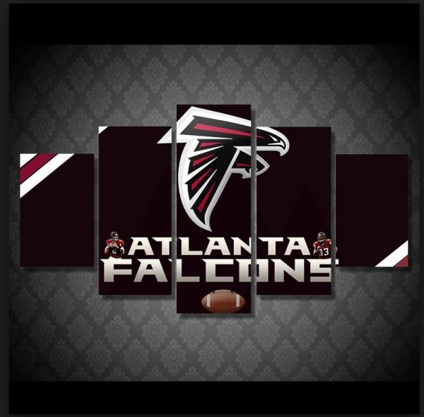 Atlanta Falcons Logo Football - 5 Panel Canvas Art Wall Decor