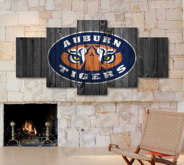 Auburn Tigers College Football Sport - 5 Panel Canvas Art Wall Decor