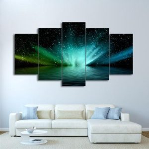 Aurora Borealis - Nature 5 Panel Canvas Art Wall Decor