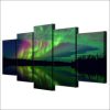 Aurora Lake Shadow Night Landscape - Nature 5 Panel Canvas Art Wall Decor