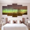 Aurora Sky Stars Shining Night - Nature 5 Panel Canvas Art Wall Decor