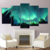 Aurora Starry Night Sky - Nature 5 Panel Canvas Art Wall Decor