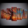 Autumn Fall Forest Trees Foliage Nature - 5 Panel Canvas Art Wall Decor