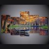 Autumn Fall Park Boat On Water 01- Space 5 Panel Canvas Art Wall Decor