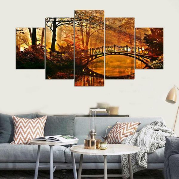 Autumn Scenery Modernative - Nature 5 Panel Canvas Art Wall Decor