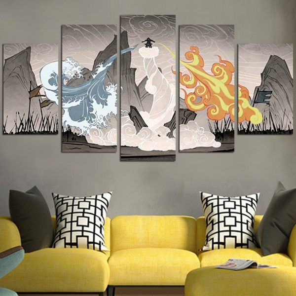 Avatar The Last Airbender Fire And Water Movie - 5 Panel Canvas Art Wall Decor