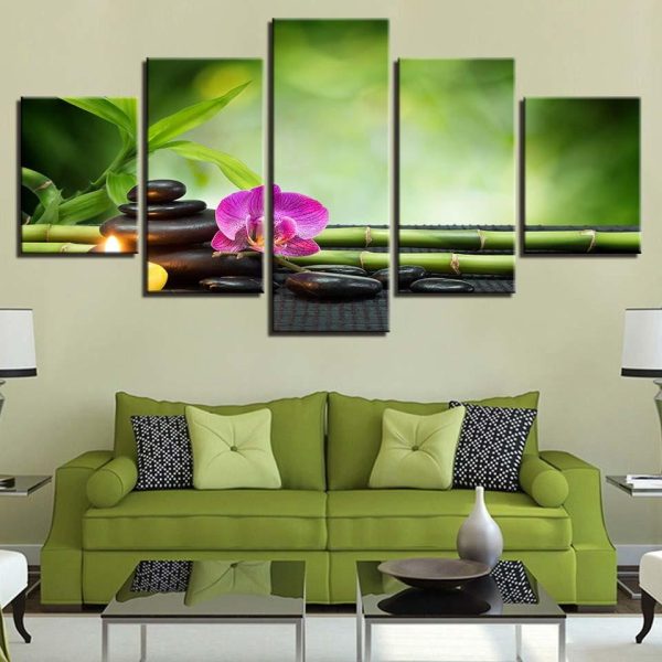 Bamboo 5 - Nature 5 Panel Canvas Art Wall Decor