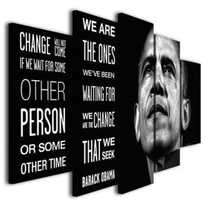 Barack Obama Change Will Not Come - Abstract 5 Panel Canvas Art Wall Decor