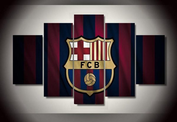 Barcelona Logo Soccer - 5 Panel Canvas Art Wall Decor