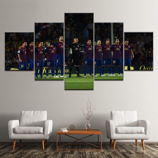 Barcelona Soccer Team - 5 Panel Canvas Art Wall Decor