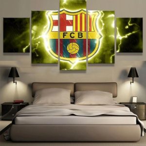 Barcelona Thunder Logo Soccer - 5 Panel Canvas Art Wall Decor