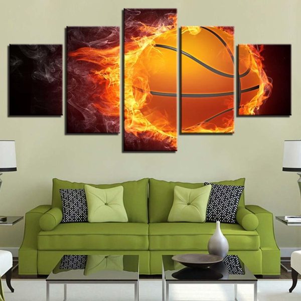 Basketball 12 - Sport 5 Panel Canvas Art Wall Decor