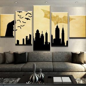 Batman Silhouette - Dc 5 Panel Canvas Art Wall Decor