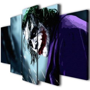 Batman The Dark Knight Joker - Movie 5 Panel Canvas Art Wall Decor