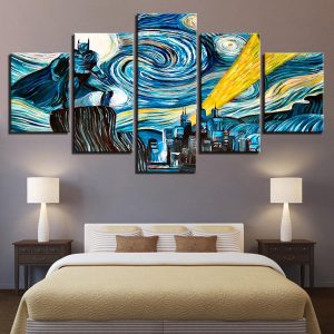 Batman Van Gogh Starry Night - DC 5 Panel Canvas Art Wall Decor