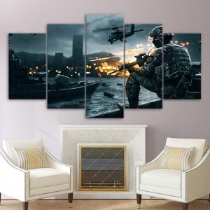 Battlefield Scenario - Gaming 5 Panel Canvas Art Wall Decor