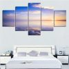 Beach And Sunrise - Space 5 Panel Canvas Art Wall Decor