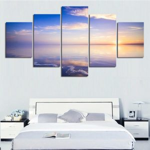 Beach And Sunrise - Space 5 Panel Canvas Art Wall Decor