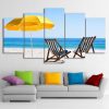 Beach Chairs White Sand - Space 5 Panel Canvas Art Wall Decor