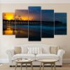 Beach Evening Pier Sunset - Nature 5 Panel Canvas Art Wall Decor