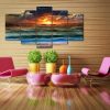 Beach Sea 1 - Nature 5 Panel Canvas Art Wall Decor