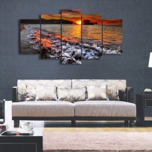 Beach Sea 2 - Nature 5 Panel Canvas Art Wall Decor