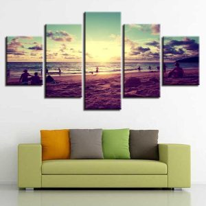 Beach Sunshine 2 - Ocean 5 Panel Canvas Art Wall Decor