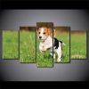 Beagle Dog Puppy Playing - Animal 5 Panel Canvas Art Wall Decor