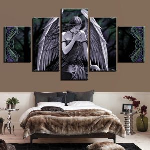 Beautiful Angle Girl 2 - Abstract 5 Panel Canvas Art Wall Decor