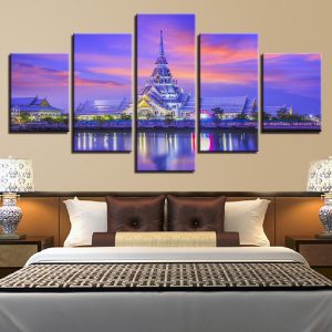 Beautiful Building 1 - Nature 5 Panel Canvas Art Wall Decor