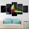 Beautiful Colorful Butterfly In The Dark - Animal 5 Panel Canvas Art Wall Decor