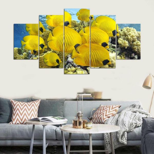 Beautiful Fishes For - Animal 5 Panel Canvas Art Wall Decor