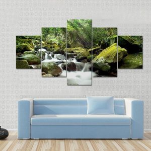 Beautiful Mountain River - Nature 5 Panel Canvas Art Wall Decor