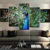 Beautiful Peacock Animal - 5 Panel Canvas Art Wall Decor