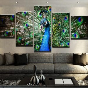 Beautiful Peacock Animal - 5 Panel Canvas Art Wall Decor