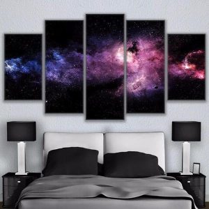 Beautiful Starry Sky Nebula Galaxy Space - 5 Panel Canvas Art Wall Decor