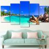 Beautiful Tropical Beach Paradise - Nature 5 Panel Canvas Art Wall Decor