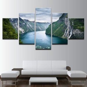 Beauty Is The Fjords In Spring - Nature 5 Panel Canvas Art Wall Decor