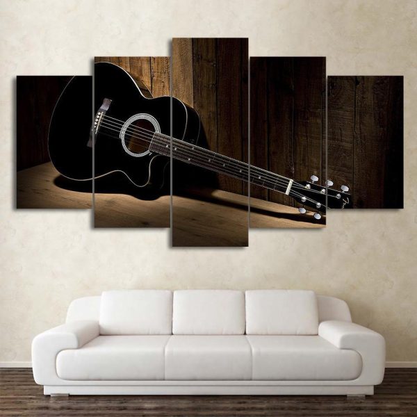 Bedroom Music Guitar Vintage - Music 5 Panel Canvas Art Wall Decor